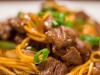 Scallion adds color to beef stir fry